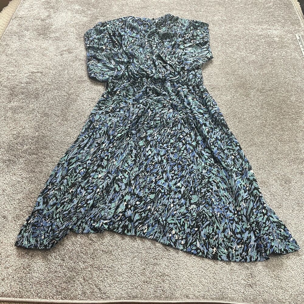 JP Collections Dress Womens 2XL XXL Blue Floral Long Sleeve Stretch Waist Maxi